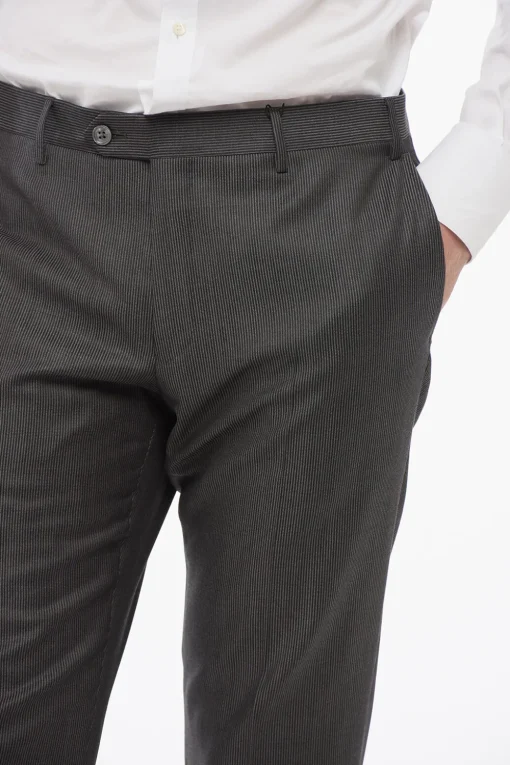 Pantaloni in Fresco Lana con Motivo a Righe>Corneliani Outlet