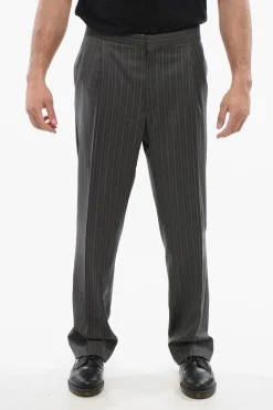 Best Pantaloni in Fresco Lana con Motivo a Righe Uomo Pantaloni