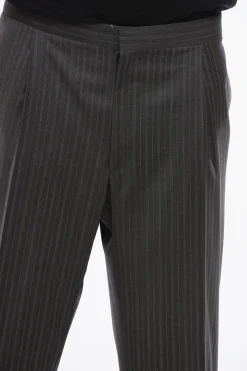 Best Pantaloni in Fresco Lana con Motivo a Righe Uomo Pantaloni
