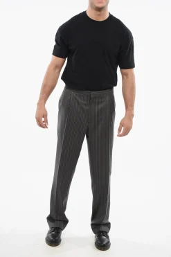 Best Pantaloni in Fresco Lana con Motivo a Righe Uomo Pantaloni