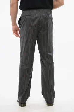 Best Pantaloni in Fresco Lana con Motivo a Righe Uomo Pantaloni