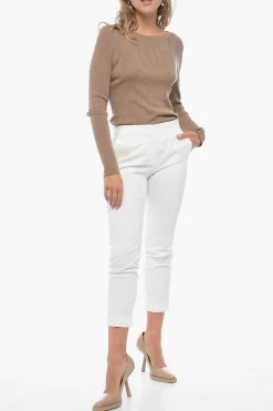 New Pantaloni in Jacquard con Pinces Donna Pantaloni