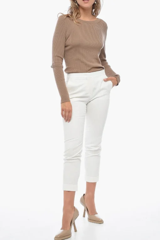 New Pantaloni in Jacquard con Pinces Donna Pantaloni