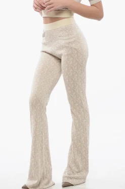 Sale Pantaloni In Jacquard Monogram Con Banda Logata Donna Pantaloni