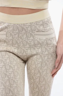 Sale Pantaloni In Jacquard Monogram Con Banda Logata Donna Pantaloni