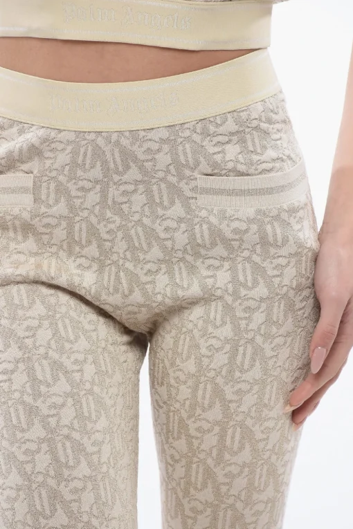Sale Pantaloni In Jacquard Monogram Con Banda Logata Donna Pantaloni