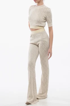 Sale Pantaloni In Jacquard Monogram Con Banda Logata Donna Pantaloni