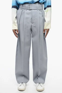 Pantaloni in Lana a 2 Pinces con Cintura>Jil Sander Hot