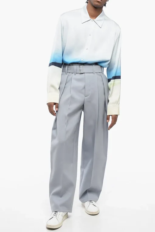 Pantaloni in Lana a 2 Pinces con Cintura>Jil Sander Hot