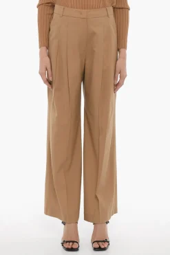 New Pantaloni in Lana a Doppia Pince Donna Pantaloni