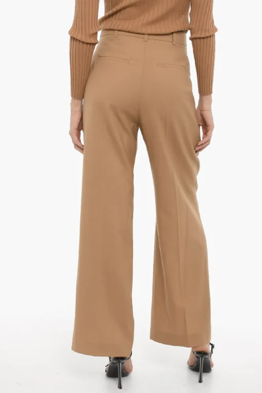 New Pantaloni in Lana a Doppia Pince Donna Pantaloni