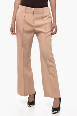 Clearance Pantaloni in Lana a Gamba Ampia Donna Pantaloni