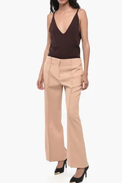 Clearance Pantaloni in Lana a Gamba Ampia Donna Pantaloni