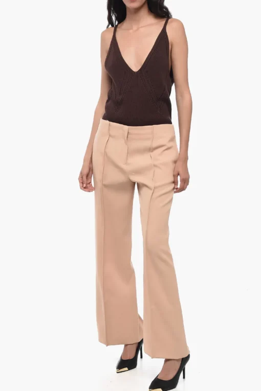 Clearance Pantaloni in Lana a Gamba Ampia Donna Pantaloni