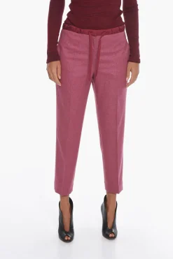 Outlet Pantaloni in Lana a Una Pince con Coulisse Donna Pantaloni