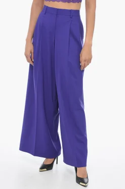Pantaloni in Lana a Vita Bassa con Pieghe>Theory Clearance