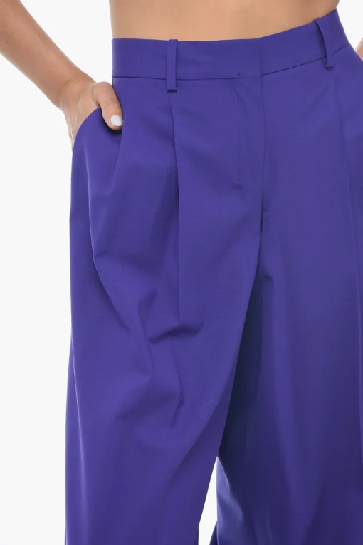 Pantaloni in Lana a Vita Bassa con Pieghe>Theory Clearance