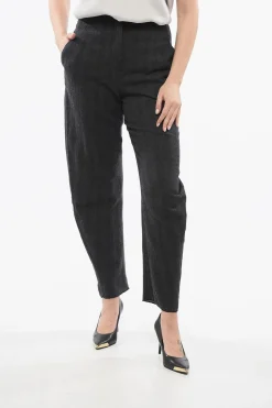 Clearance Pantaloni in Lana a Vita Alta Donna Pantaloni