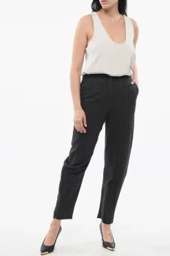 Clearance Pantaloni in Lana a Vita Alta Donna Pantaloni