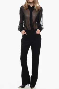 Clearance Pantaloni in Lana a Vita Alta a Una Pince Donna Pantaloni