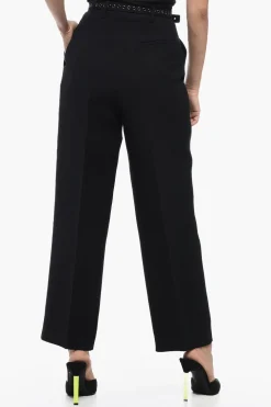 Fashion Pantaloni In Lana A Vta alta Con Pinces Donna Pantaloni