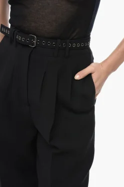 Fashion Pantaloni In Lana A Vta alta Con Pinces Donna Pantaloni