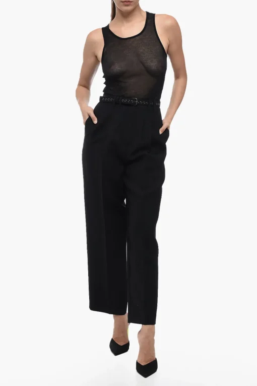 Fashion Pantaloni In Lana A Vta alta Con Pinces Donna Pantaloni