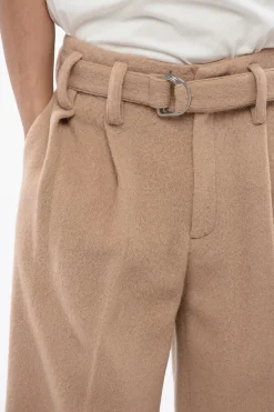 New Pantaloni In Lana Con CIntura E Pinces Uomo Pantaloni