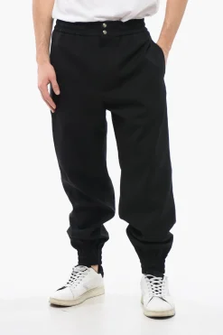 New Pantaloni in Lana con Elastico in Vita e Coulisse alla Caviglia Uomo Pantaloni