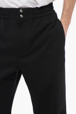 New Pantaloni in Lana con Elastico in Vita e Coulisse alla Caviglia Uomo Pantaloni