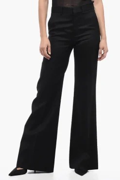 Online Pantaloni In Lana Flare-Fit A Vita Alta Donna Pantaloni