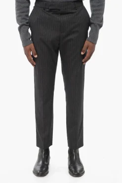 Hot Pantaloni in Lana Gessati con Passanti Uomo Pantaloni
