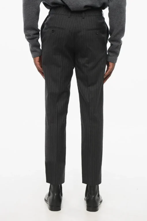 Hot Pantaloni in Lana Gessati con Passanti Uomo Pantaloni
