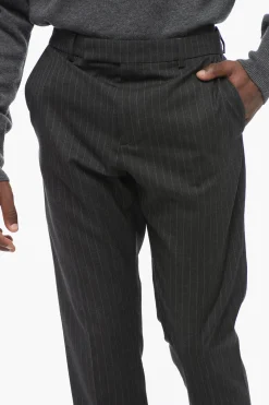 Hot Pantaloni in Lana Gessati con Passanti Uomo Pantaloni