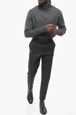 Hot Pantaloni in Lana Gessati con Passanti Uomo Pantaloni