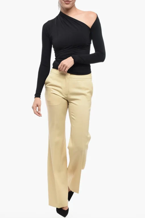 Pantaloni in Lana Grain de Poudre con Pince Frontali>Jil Sander New