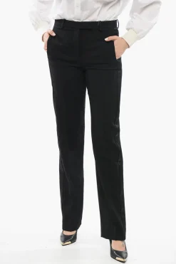 Pantaloni in Lana Jacquard con Bande Laterali in Satin>Versace Outlet