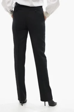 Pantaloni in Lana Jacquard con Bande Laterali in Satin>Versace Outlet