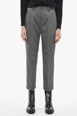 Outlet Pantaloni in Lana Leggera con Pinces Donna Pantaloni