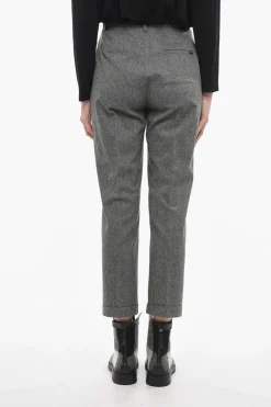 Outlet Pantaloni in Lana Leggera con Pinces Donna Pantaloni