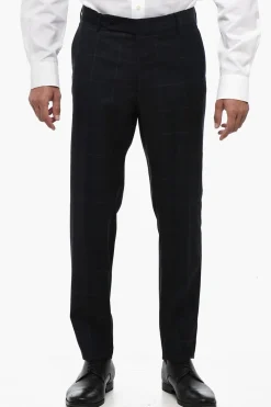 Pantaloni in Lana Vergine a Quadri>Berwich Fashion