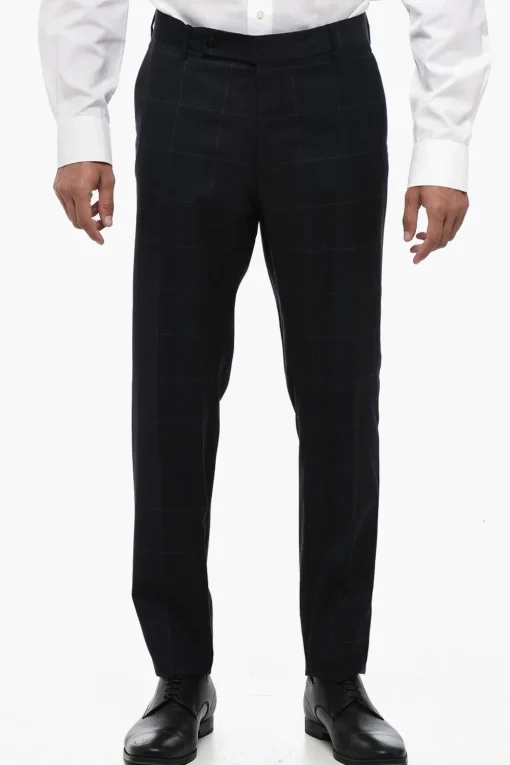 Pantaloni in Lana Vergine a Quadri>Berwich Fashion