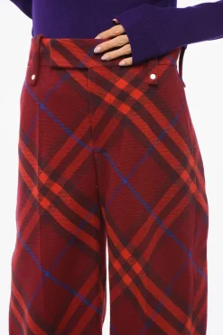 Pantaloni in Lana Vergine Tartan con Chiusura Nascosta>Burberry Sale
