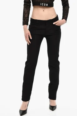 Pantaloni in Lana Vergine con Dettagli in Pizzo>Dsquared2 Outlet