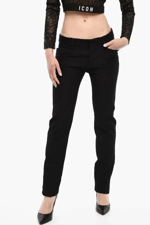 Pantaloni in Lana Vergine con Dettagli in Pizzo>Dsquared2 Outlet