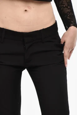 Pantaloni in Lana Vergine con Dettagli in Pizzo></noscript>Dsquared2 Outlet