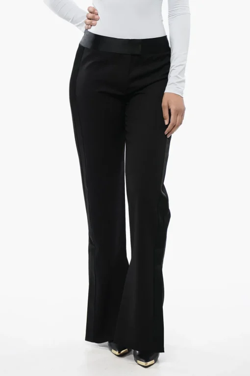 Pantaloni in Lana Vergine con Rifiniture in Raso e Spacco alla Caviglia>Off-White Sale