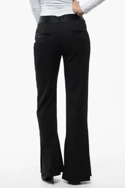 Pantaloni in Lana Vergine con Rifiniture in Raso e Spacco alla Caviglia>Off-White Sale