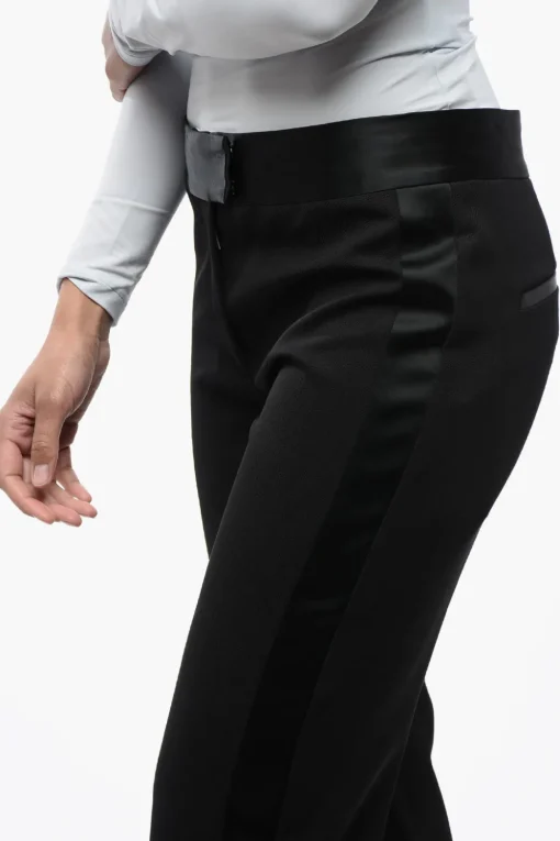 Pantaloni in Lana Vergine con Rifiniture in Raso e Spacco alla Caviglia>Off-White Sale