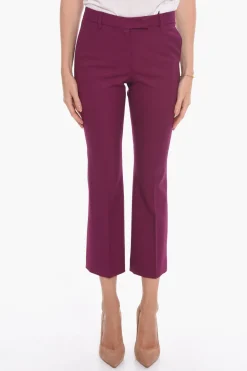 Best Pantaloni in Lana Vergine a Una Pince con Gamba Crop Donna Pantaloni